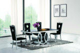 Dining Room Furniture Tempered Glass Top Stainless Steel Dining Table