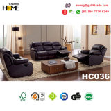 Modern Furniture Black Genuine Leather Recliner Sofa (HC036)