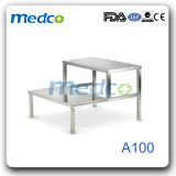 High Quality Medical Stainless Steel Two Steel Step Stool, Hospital Metal Double Step Stool