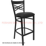 Bar Furniture Black Cross Back Metal Restaurant Barstool with Black Vinyl Seat