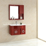 Red Wood Style Stainless Steel Vanity Bathroom Cabinet (T-098)