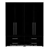 Traditional Black Bedroom Combination 4 Door Wardrobe (WB79)