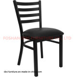 Restaurant Furniture Black Ladder Back Metal Restaurant Chair with Black Vinyl Seat