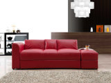 PU Sofa Set with Tea Table and Storage-Chaise Design