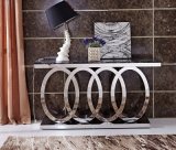 Marble Modern Console Table with Cirle Metal Base