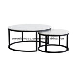 Apartment Furniture Living Room Nesting Marble Coffee Table with Metal Frame