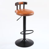 Design Metal Bar Stool with Leather Seat