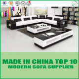 Wooden Home Furniture Genuine Leather Sofa Bed