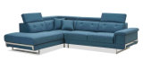 Fabric Corner Sofa Set with Adjustable Backrest