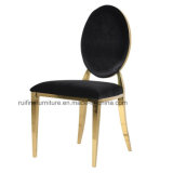 Modern Golden Finish Stainless Steel Oval Back Dining Chair for Restaurant Furniture
