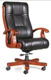 Modern Ergonomic PU Leather Wooden Frame Swivel Manager Executive Chair