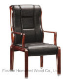 Black Leather Solid Wood Office Conference Chair (HF-CH031H)