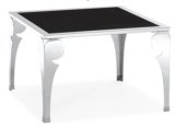 Black Glass Side Table, Bone Legs Table, Stainless Steel Legs Side Table