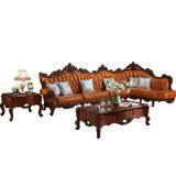 Leather Corner Sofa with Wood Sofa Frame (805)