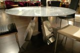 Luxury Round Stainless Steel Marble Top Dining Table