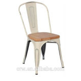 New Design Wooden Seat Industrial Metal Dining Chair