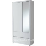 High Glossy White Mirrored Combination 2 Door Wardrobe (WB71)