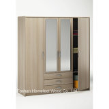 Wooden Bedroom Furniture 4 Doors Mirrored Combi Wardrobe (WB35)