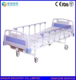 Hospital Furniture Manual Double Crank Aluminum-Alloy Guardrail Medical Nursing Bed/Beds