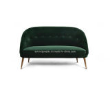 Italian Design Restaurant Green Velvet Metal Legs Sofa