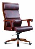 High Back Popular PU Leather Swivel Wood Chair for Office