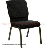 Church Furniture Black Patterned Fabric Stacking Church Chair with Connect Buckle and Book Pouch