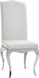 Modern Wedding Banquet Copper Nail White Leather Steel Dining Chair