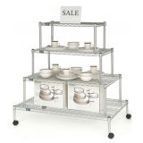 Metal Wire Display Rack, Display Stand Shelf with Wheels