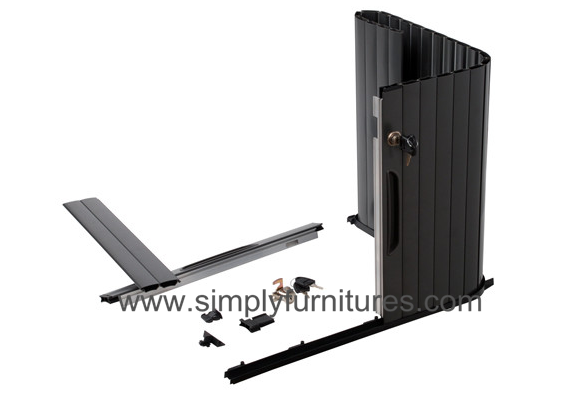 Roller Shutter Door Cabinet in Black with Drawer