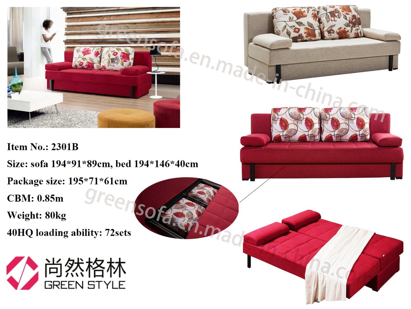 Functional Fabric Sofa Cum Bed with MDF Storage