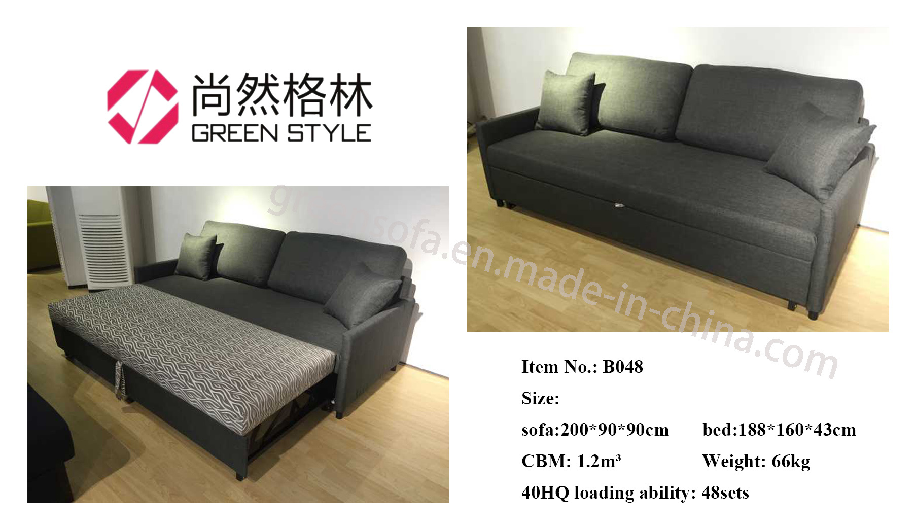 Fabric Sofa Cum Bed with Nice Detail