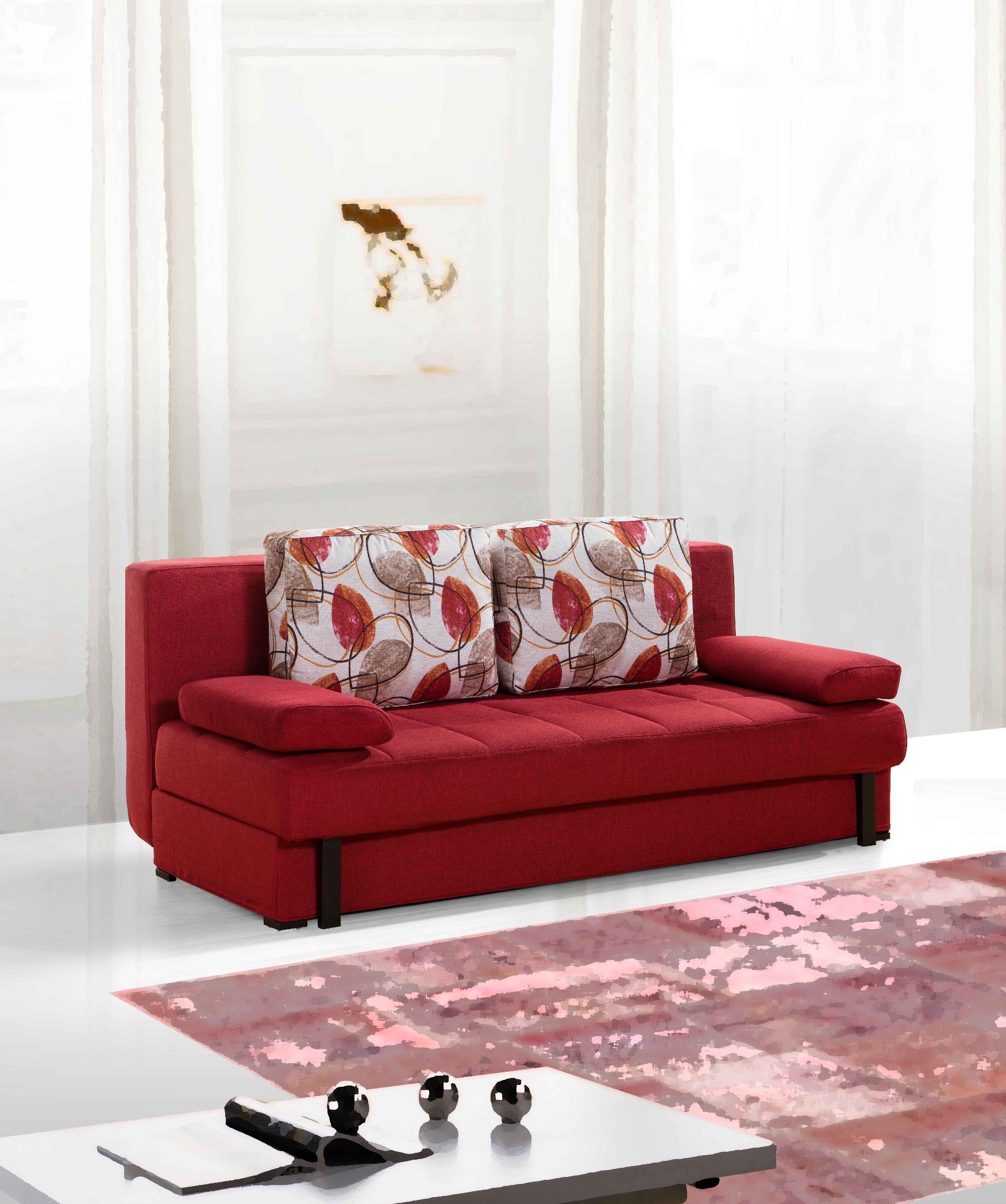 Functional Fabric Sofa Cum Bed with MDF Storage