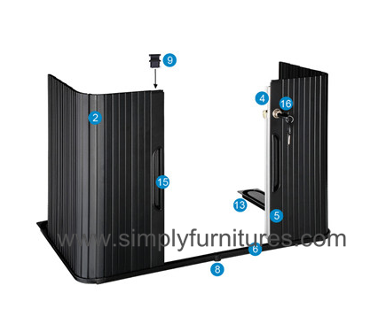 Roller Shutter Door Cabinet in Black with Drawer